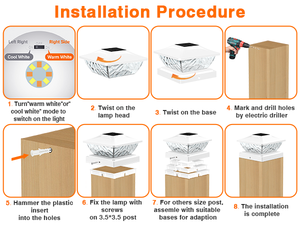 solar post lights outdoor waterproof