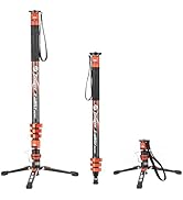 Fotopro Carbon Fiber Monopod with Pedal, 73" 3-in-1 Professional Monopod, Carbon Fiber Travel Mon...
