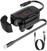 SOBMOTO Motorcycle USB Charger, Retractable Type-C &amp; Dual USB Fast Charging, Independent Switch, ...