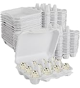 DAJAVE 50 Pack Quail Egg Cartons 12 Count, Empty Paper Pulp Dozen Egg Carton Bulk 3x4 Style Eggs ...