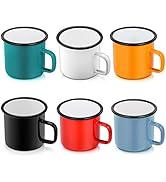 P&amp;P CHEF Enamel Camping Mugs Set of 6, 12oz Coffee Camp Small Enamel Tea Cups for Indoor and Outd...