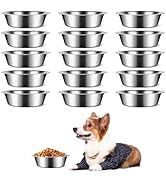 Estleys 15 PCS Large Stainless Steel Dog Bowls, 5.5inch Metal Dog Bowl, Pet Puppy Food Water Bowl...