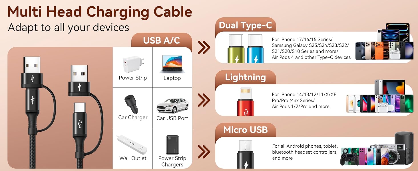 chargers for multiple devices usb a to usb c cable charging cables multiple chargers for kindle