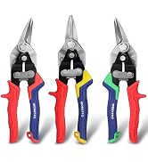 WORKPRO 3 Piece Aviation Tin Snips Set, 8 Inch Metal Cutter Shear for Left, Right and Straight Cu...