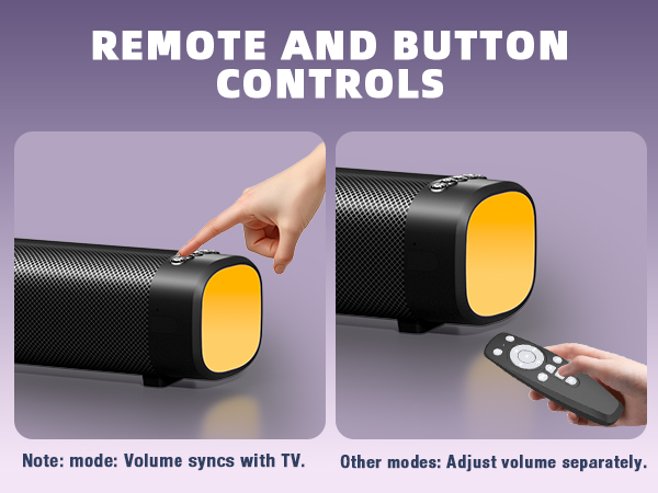 REMOTE AND BUTTON CONTROLS soundbar