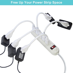 Short 3Prong Power Extension Cord - White 6inch Mini Indoor Grounded Extension Cord