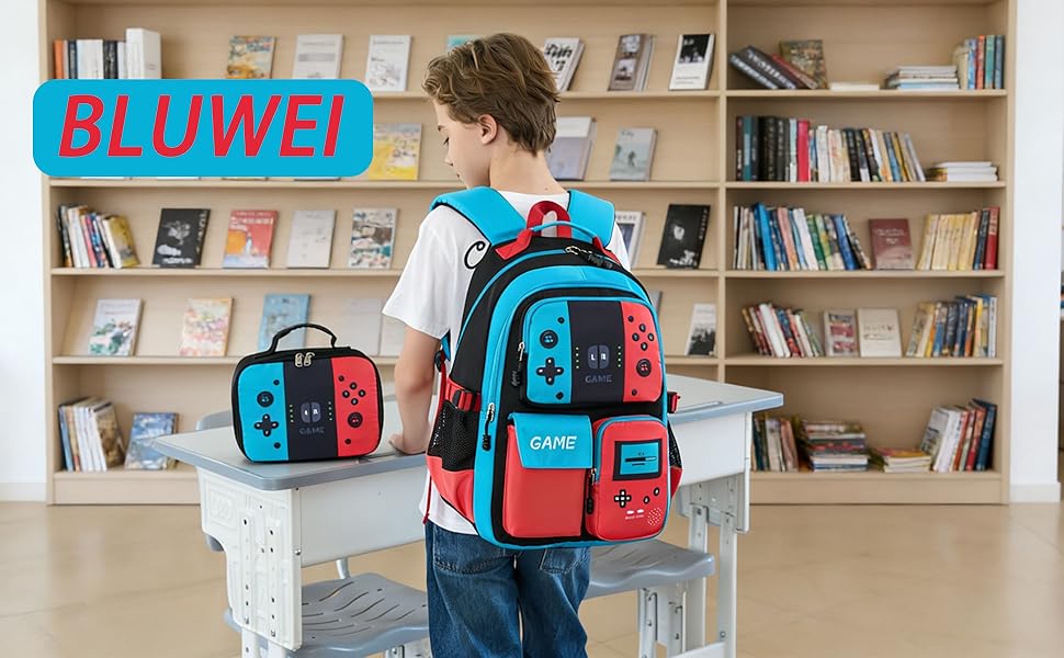 Red and blue classic color scheme game backpack