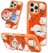 Meshine for iPhone 16 Pro Max Case,Compatible with MagSafe,360°Magnetic Ring Holder Rotation Stan...