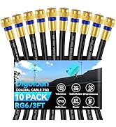 Digoloan Coaxial Cable 3ft 10 Pack, RG6 Coax Cable Cord Extender with Gold F-Type Connector, High...