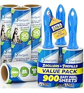 PetLovers Extra Sticky Lint Roller Mega Value Set 900 Sheets for Pet Hair Removal and Clothes, Do...