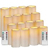 antizer Flameless Candles Outdoor Indoor Waterproof Battery Operated Candles Pack of 16 Ivory Col...