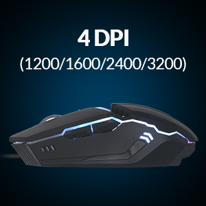 USB Wired Gaming mouse with 4 adjustable speed