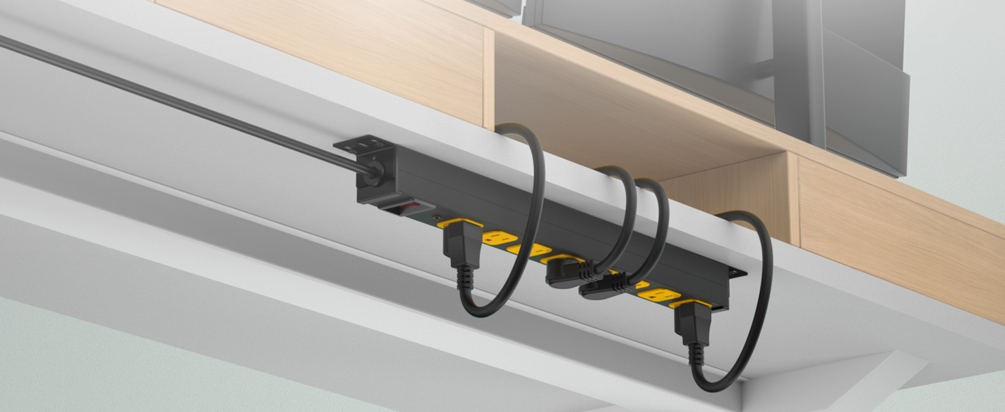 8 outlet heavy duty surge protector power strip surge protector under desk mount