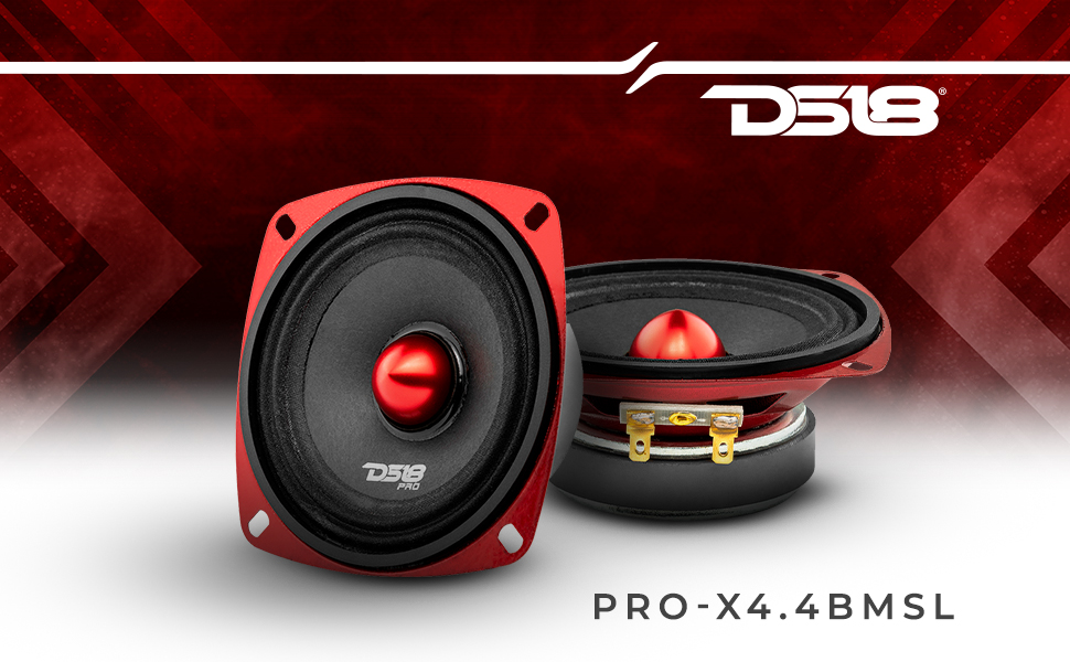 DS18 PRO-X4.4BMSL Car Speaker 4&amp;#34; Shallow Mid-Range Loudspeaker with Bullet 200 Watts