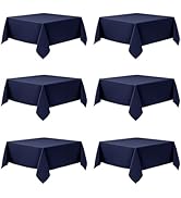 Dailyset 6-Pack Navy Blue Tablecloths for Square Tables, 54 x 54 Inches, Stain-Resistant Polyeste...