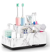 Toothbrush Holder,Bathroom Organizer Countertop, 5 Compartments Multifunctional Storage for Cosme...