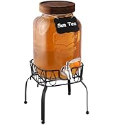 1 Gallon Drink Dispenser with Spigot 18/8 Stainless Steel – Airtight &amp; Leakproof Glass Sun Tea Ja...