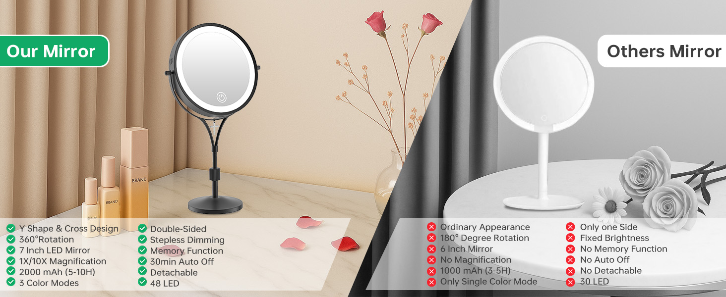 10x makeup mirror with lights