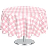 Pink Gingham Round Tablecloth