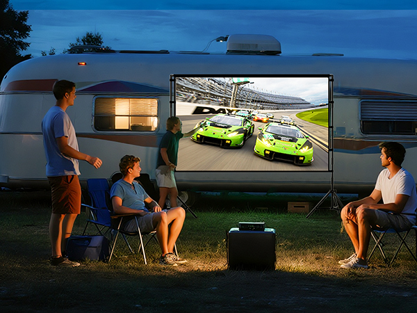 projector screen with stand outdoor