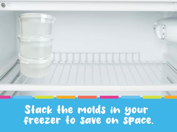Save freezer space by stacking the ice mold cups