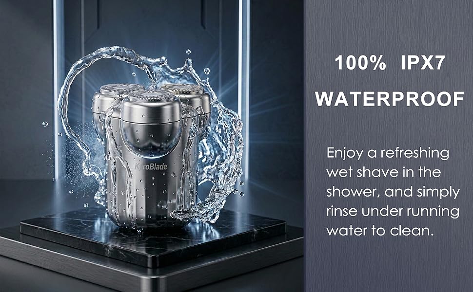 100% IPX7 waterproof electric razor for men ideal for refreshing wet shave in the shower