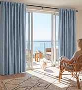 RYB HOME Linen Texture Curtains for Bedroom, 100% Blackout Thermal Insulated Curtains, Rod Pocket...