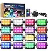 MICTUNING C2+ RGB+IC Rock Lights - 16 Pods Dynamic Chasing Color Underglow Neon Kit, Extensible t...