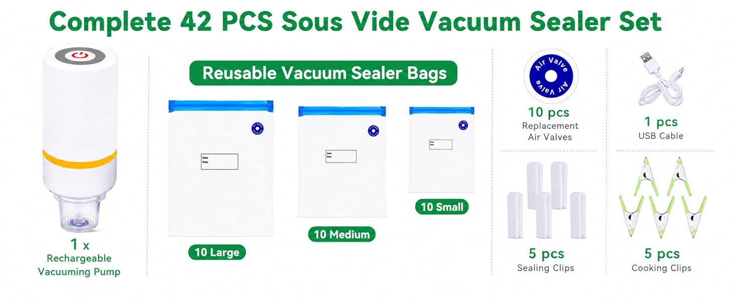 Complete 42 PCS Sous Vide Vacuum Sealer Set