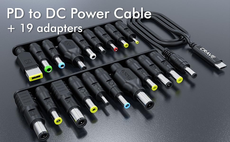 laptop adapter kit 19pcs adapters PD to DC cable USB-C to DC