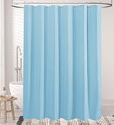 baby blue waffle shower curtain