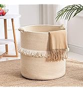 YOUDENOVA Large Woven Rope Storage Basket, Baby Nursery Hamper for Toy&amp;Clothes, Beige Decorative ...