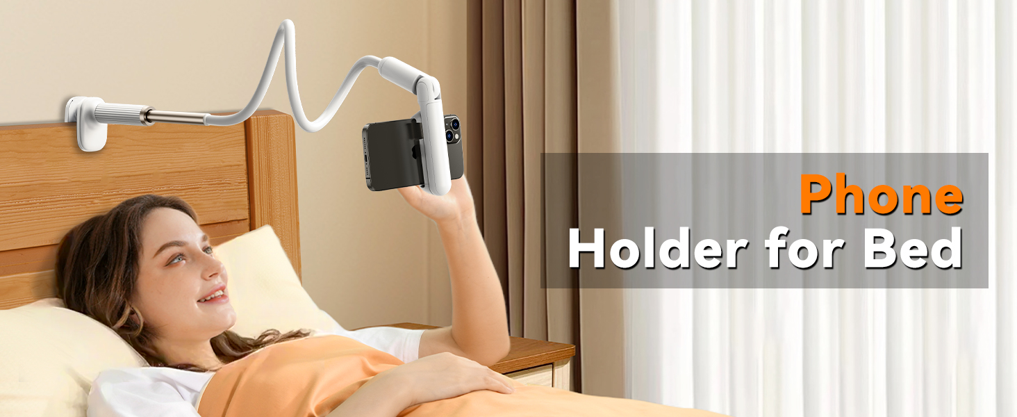 Phone Holder for Bed, Gooseneck Cell Phone Stand with Clamp Mount