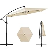 Shintenchi Patio Offset Umbrella with Easy Tilt Adjustment,Crank and Cross Base, Outdoor Cantilev...