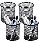 Lemical 4Pcs Pen Holder Cup for Desk Black Wire Mesh Metal Pencil Cup Holder Round Makeup Brush O...