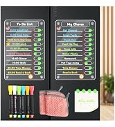 Acrylic Magnetic Erasable Chore Chart for Fridge for Kids, 2 Pack 8"X12" Magnetic Calendar Dry Er...