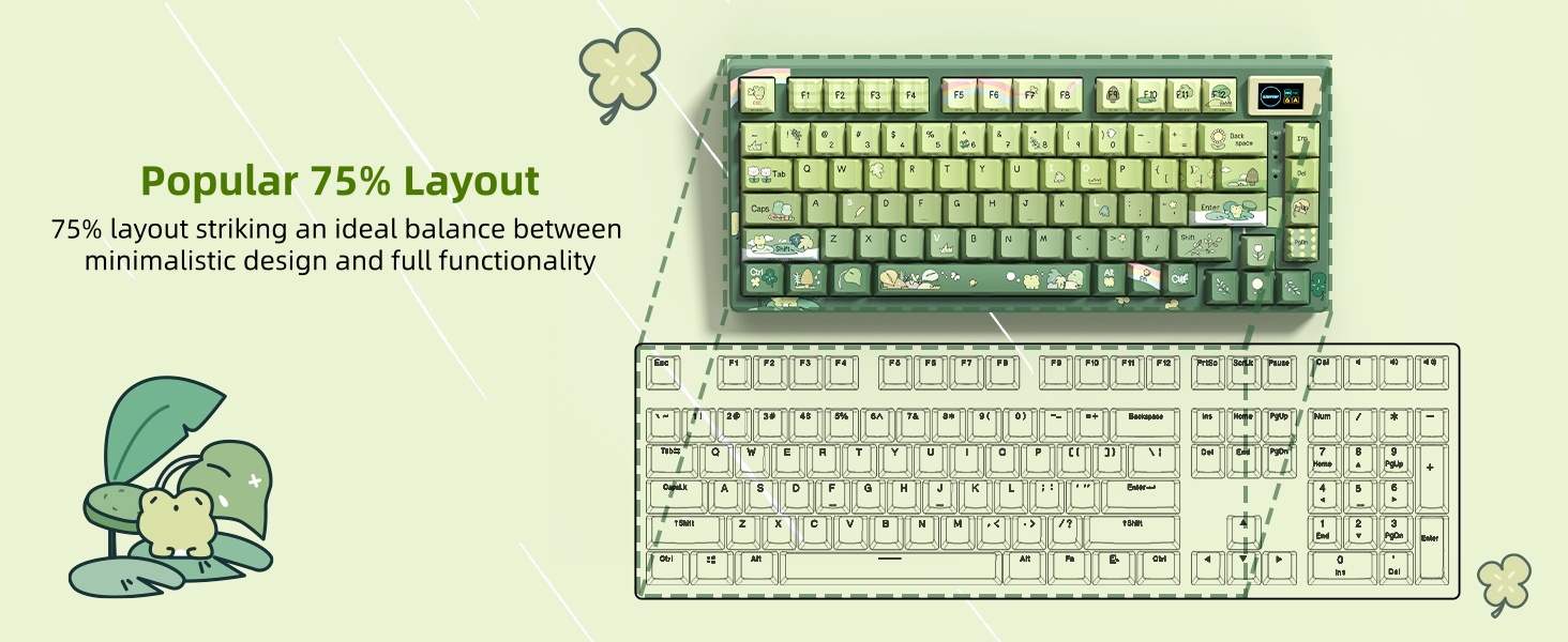 75% Percent Keyboard with Color Multimedia Display Mechanical Gaming Keyboard Cute Hot Swappable