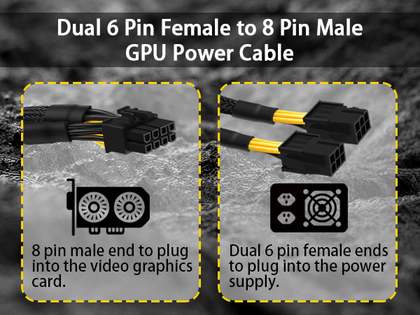 Dual 6 Pin to 8 Pin GPU Adapter
