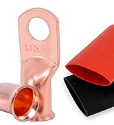 Tivorex 10pcs 1/0 AWG-3/8"(M10) Battery Lugs Heavy Duty Wire Lugs Ring Terminal 0 Guage terminals...