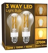 3 Way Light Bulbs 50 100 150w Equivalent, Soft White 2700K, Three Way A19 LED Filament Light Bulb...