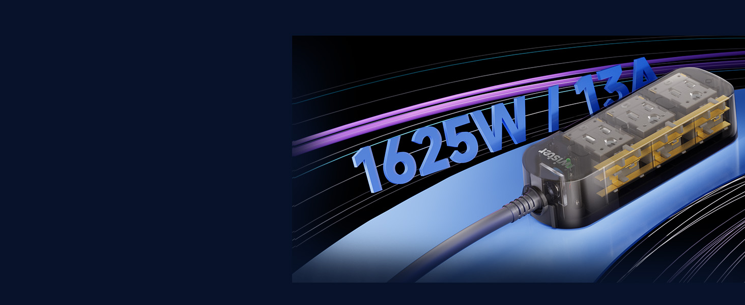 Outdoor Power Strip, 5 Ft, 1625W/13A IPX6 Waterproof, for Courtyard, Garage, Workshop, Camping, RV