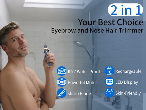 Mendaping 2025 Rechargeable Nose and Ear Hair Trimmer With LED Dispaly for Women Men