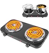 Hot Plate, Double Burner, 2000W Portable Electric Stove for Cooking with 5 Levels Adjustable Temp...