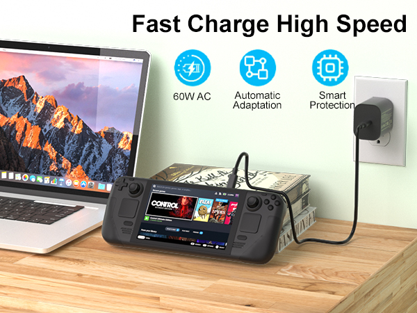 60W Fast Charger Compatible with Steam Deck
