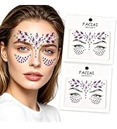 Purple Face Gems Stickers - Mermaid Face Jewels for Women Girls, Glitter Rhinestone Temporary Fac...
