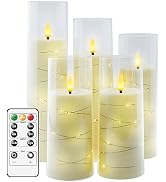 kakoya Flameless LED Candles with Timer 5 Pc Flickering Flameless Candles for Romantic Ambiance a...