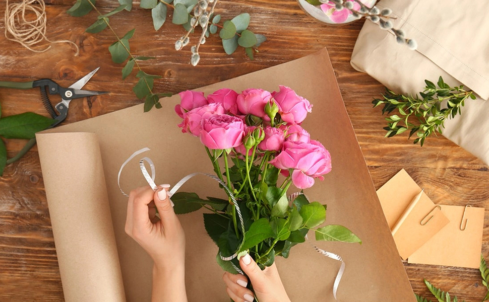 flower wrapping paper, bouquet wrapping paper, kraft paper