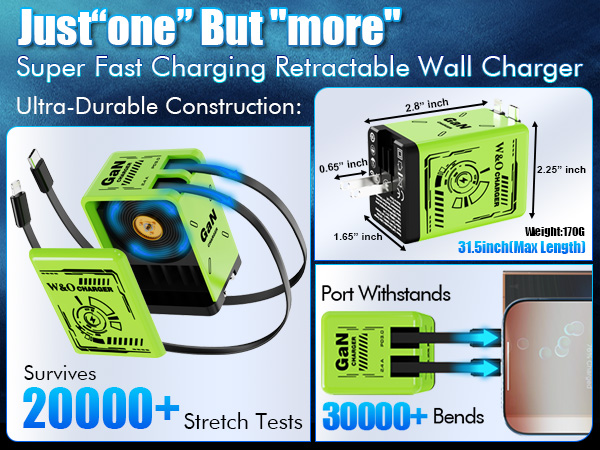 fast charging retractable wall charger