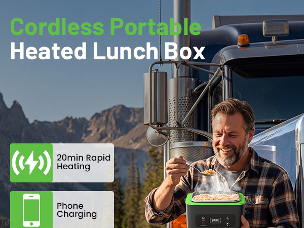 cordless portable heated lunch box