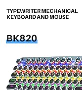 Typewriter Mechanical Gaming Keyboard with Mouse, Metal Panel Retro Keyboard with Round Keycap Bl...
